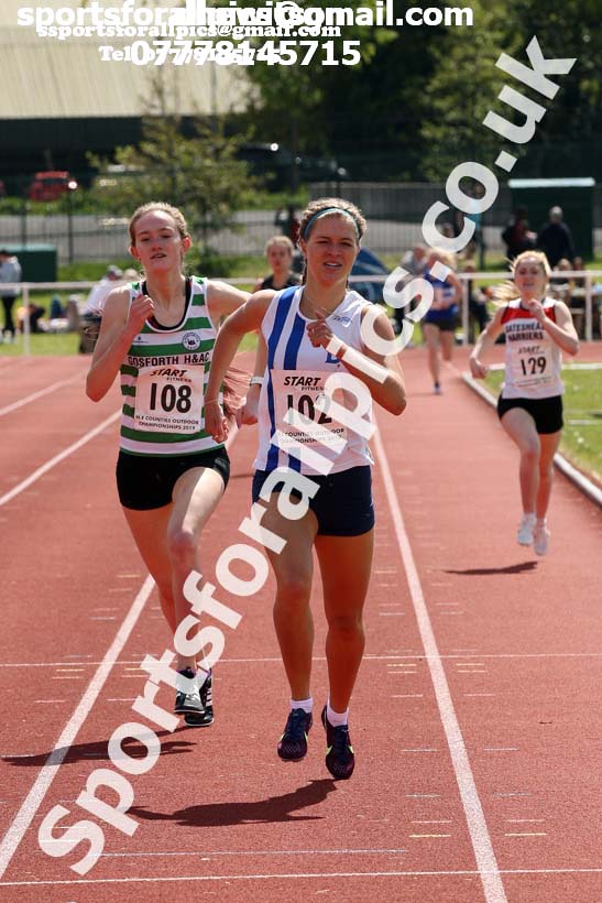 Womens under-20s 1500 metres, 2019 North Eastern Track and Field Champs., Middlesbrough. Photo:  David T. Hewitson/Sports for All Pics